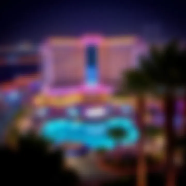 Vibrant Nightlife Surrounding Al Marjan Island Casino Night view of Al Marjan Island Casino surrounded by vibrant nightlife and glowing lights.