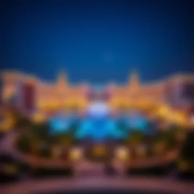 Architectural Brilliance of Al Marjan Island Casino Panoramic view of Al Marjan Island Casino showcasing the architectural brilliance and vibrant surroundings.