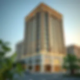 Exterior view of the Al Sharhan Building showcasing its unique architectural design