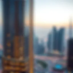 Stunning view of South Heights Tower against the Dubai skyline