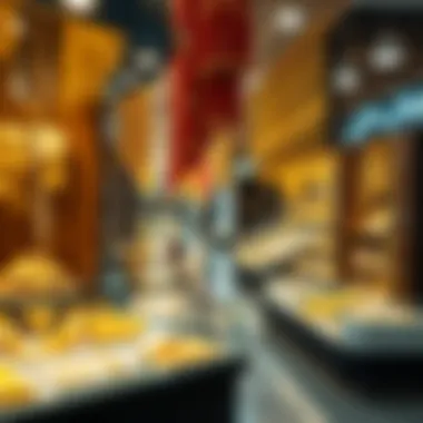 Vibrant Gold Jewelry Market in Dubai A vibrant market scene in Dubai highlighting gold jewelry