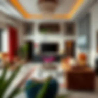 Luxurious interior showcasing vibrant decor and design