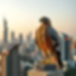 Majestic falcon perched in Dubai's skyline