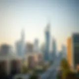 Stunning skyline view of District One showcasing its architectural beauty