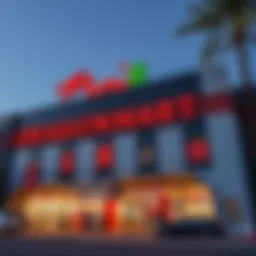 Exterior view of Dragon Mart showcasing its vibrant signage and architecture