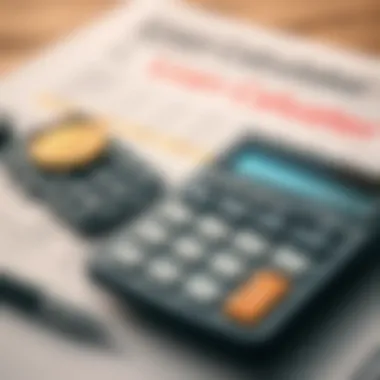 A financial calculator with paperwork illustrating loan calculations.