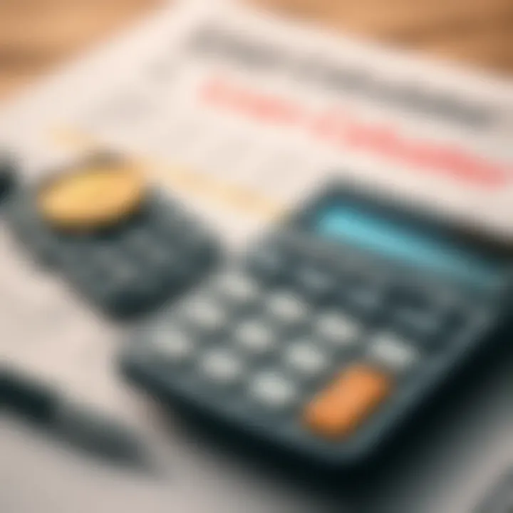 A financial calculator with paperwork illustrating loan calculations.