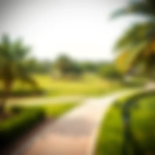 A serene view of Al Twar Park showcasing lush greenery and walking paths