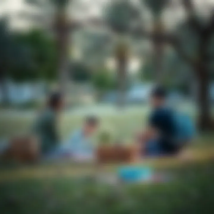 A family having a picnic in a scenic area of Al Twar Park