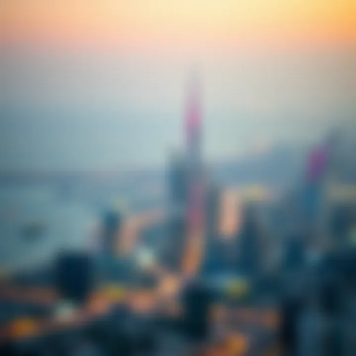 Panoramic view of Dubai skyline from برج الموجة