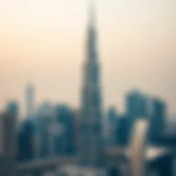 Stunning view of Como Tower against the Dubai skyline