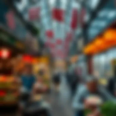 Vibrant marketplace showcasing diverse products