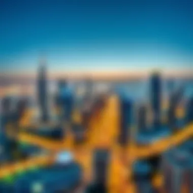 Panoramic View of Dubai's Skyline A panoramic view of Dubai's skyline highlighting iconic real estate developments