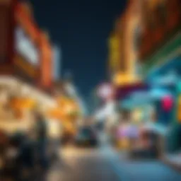A panoramic view of Suq Abu Hail showcasing its vibrant market atmosphere