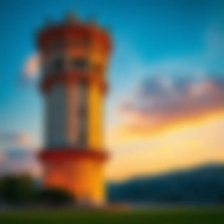 Artistic Interpretation of City Gate Tower During Golden Hour Artistic interpretation of a city gate tower during golden hour