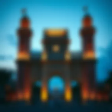 Majestic City Gate Tower at Dusk A majestic city gate tower at dusk