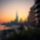 Stunning skyline view of the Corniche area at sunset
