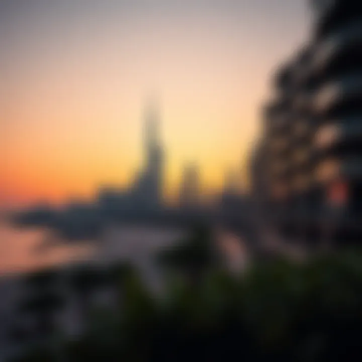Stunning skyline view of the Corniche area at sunset