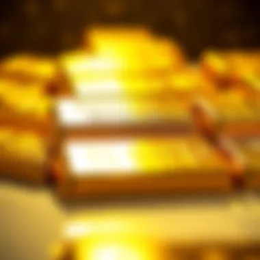 Glistening gold bullion bars stacked elegantly