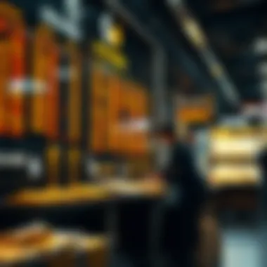 A market scene showcasing gold prices on display