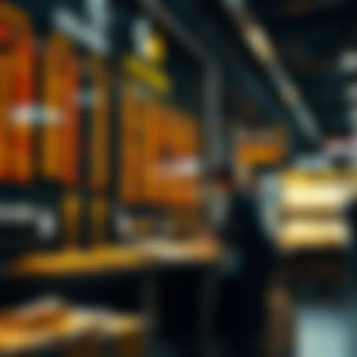 A market scene showcasing gold prices on display