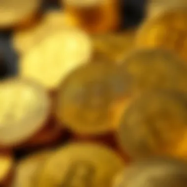 Close-up view of intricate gold coins with historical significance