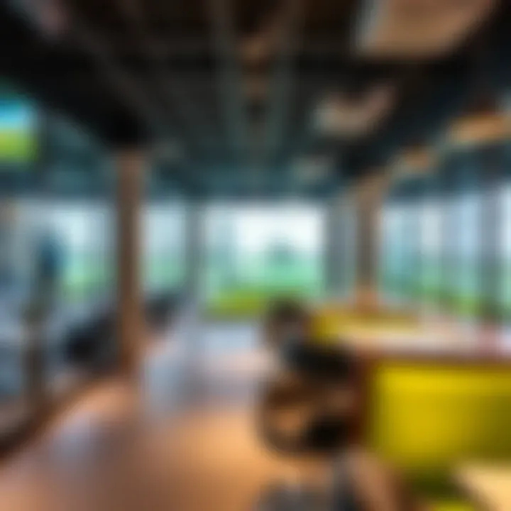 Interior view of Top Golf featuring interactive golf games and modern decor