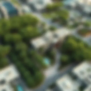 Aerial view of واحة الهيلي showcasing its lush greenery and modern architecture