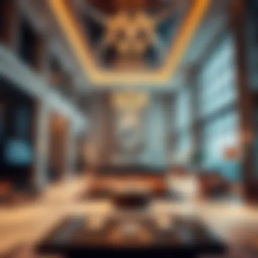 Luxurious hotel lobby with modern decor