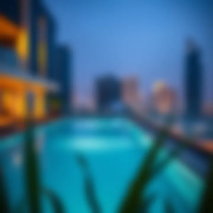 Rooftop pool overlooking Media City skyline