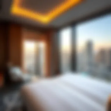 Hotel room with stunning city view