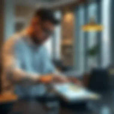 Landlord analyzing rental data on a digital device