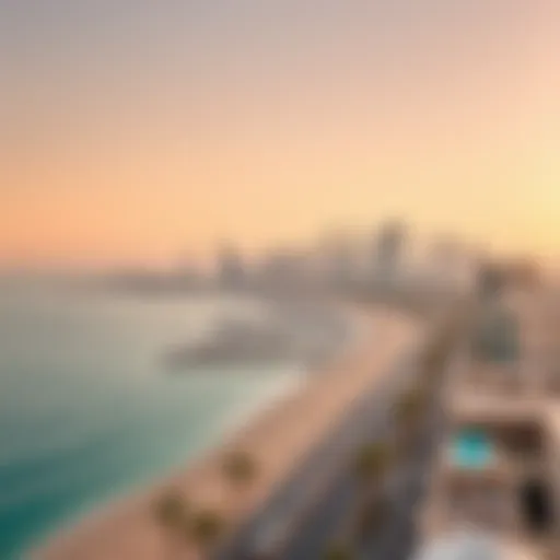A panoramic view of Marina Beach showcasing the skyline of Dubai