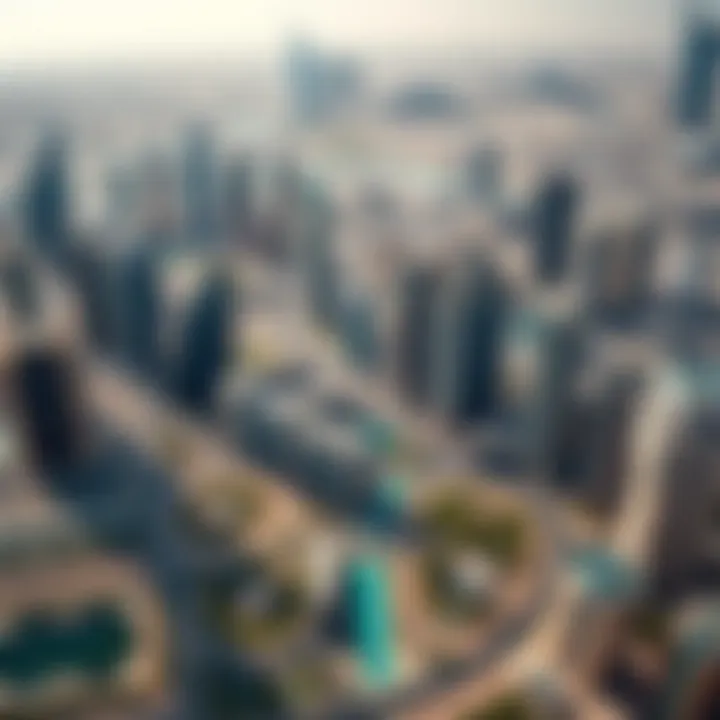 Aerial view of Dubai's skyline showcasing modern architecture and real estate developments