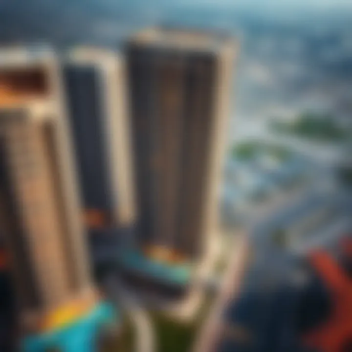 Aerial view of Reef Tower Cluster O showcasing its modern architectural design