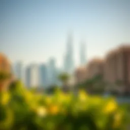 Digital representation of Dubai's skyline with a focus on real estate