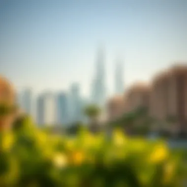 Digital representation of Dubai's skyline with a focus on real estate