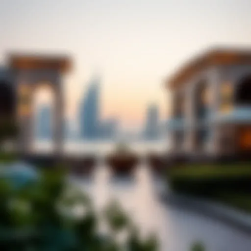 Architectural Elegance of The Pointe Exterior view of Restaurant The Pointe showcasing its architectural elegance against the Dubai skyline.