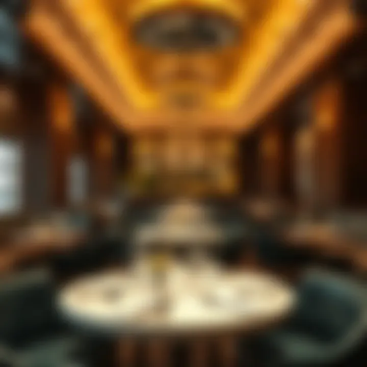 Interior ambiance of Restaurant The Pointe highlighting the unique decor and seating arrangements.