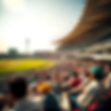 Crowd enjoying a thrilling international cricket match at the stadium