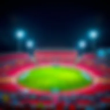 Night view of the stadium illuminated during a major tournament