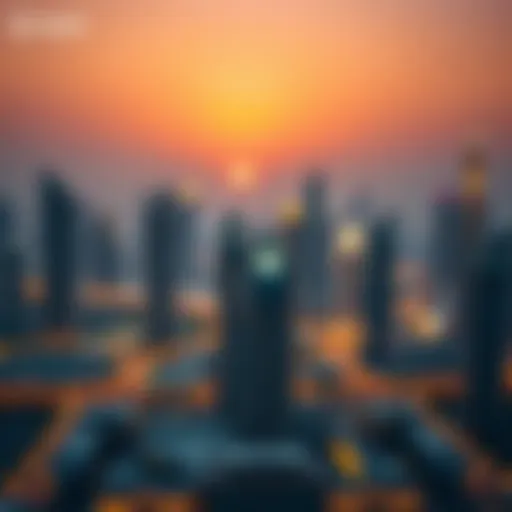 Stunning view of Dubai skyline at sunrise