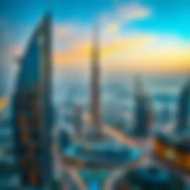 Panoramic view of Dubai featuring the Tiffany Tower