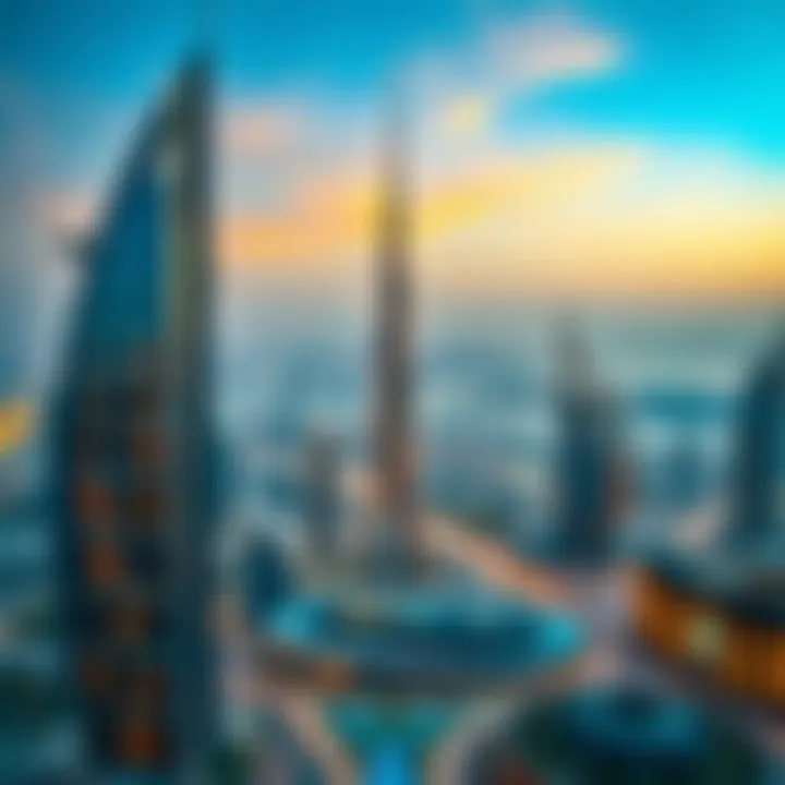 Panoramic view of Dubai featuring the Tiffany Tower