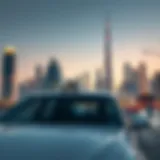 A modern taxi in Dubai showcasing the unique city skyline