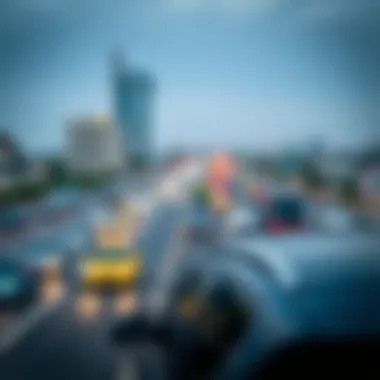 A scenic view of Dubai roads bustling with different modes of transportation